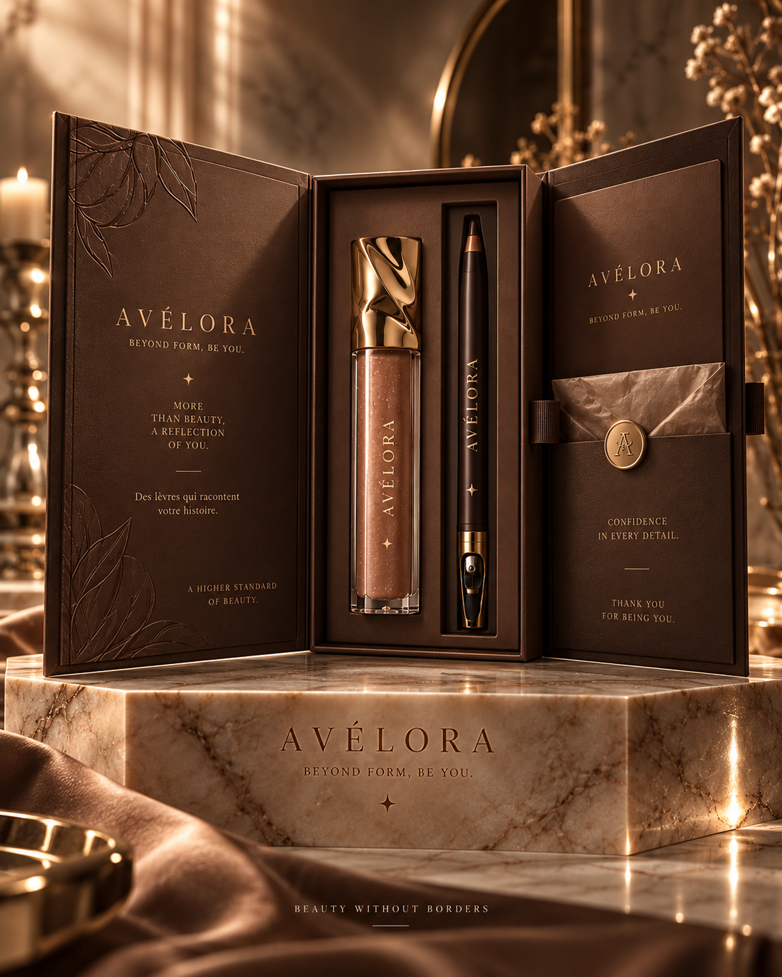 AVÉLORA Signature Nude — Duo Gloss & Crayon Lèvres