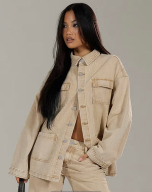 Veste Denim Kaki Élégance