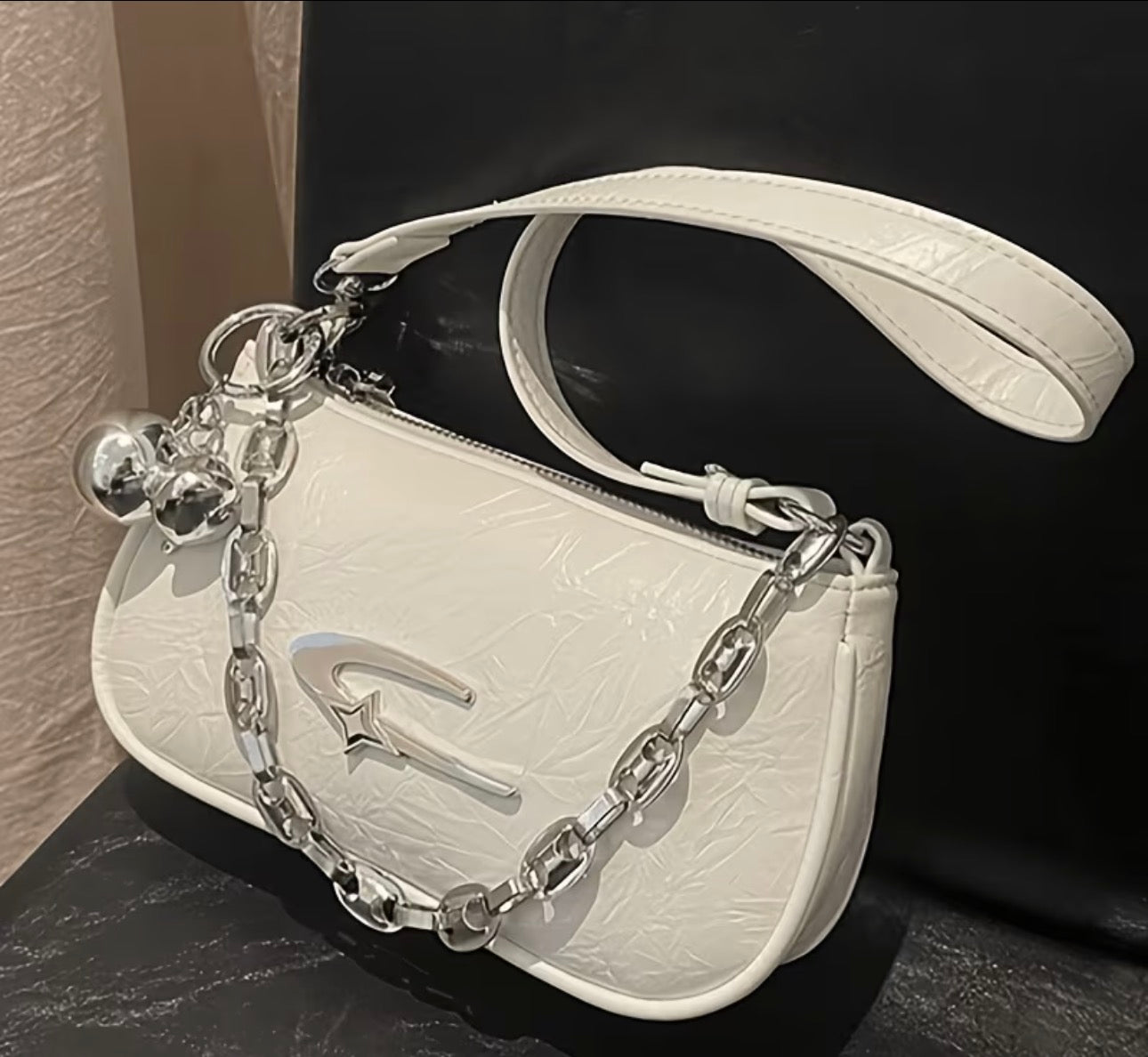 Sac Chaîne Plissé Blanc