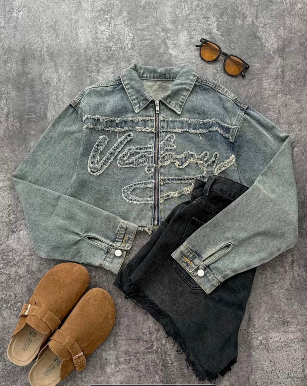 Veste Denim Y2K Fringe