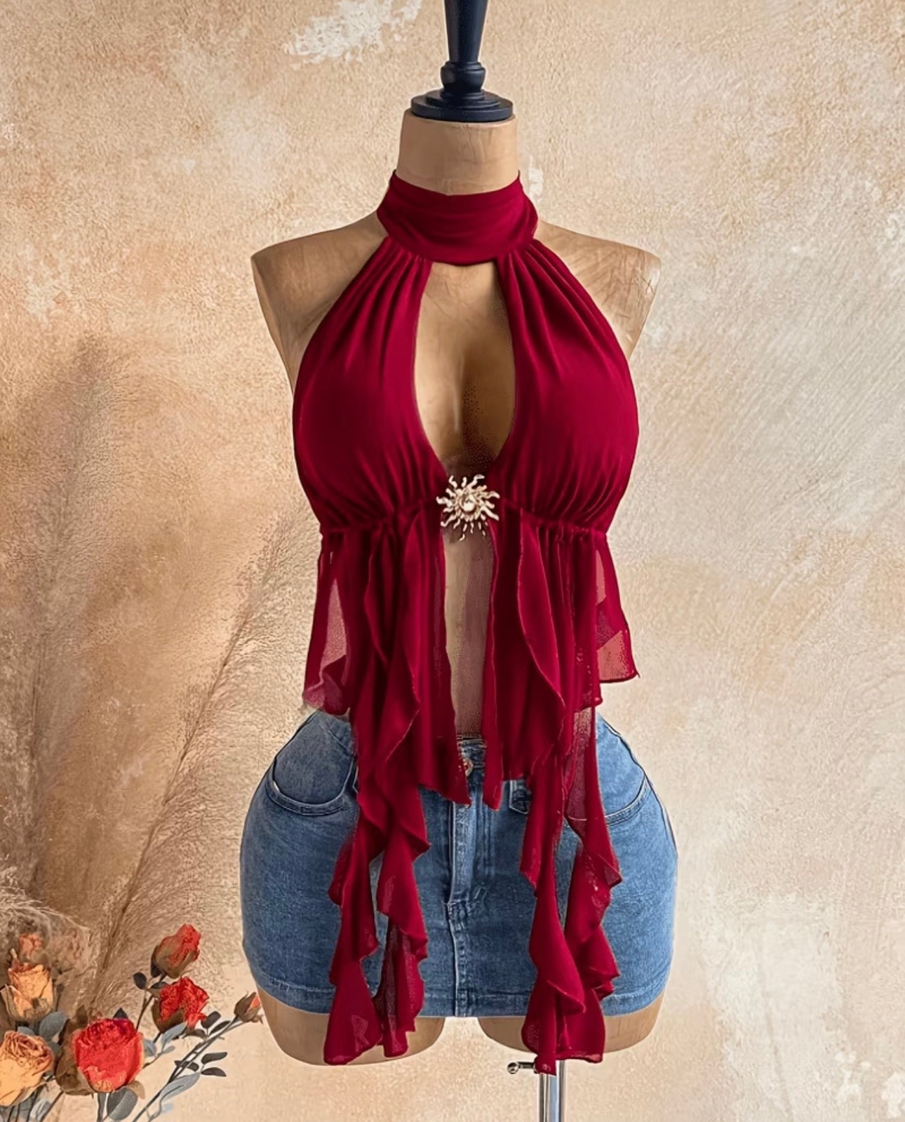 Top Soleil Rouge Y2K