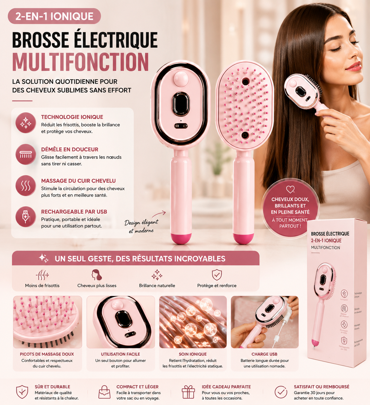 AVÉLORA AquaSmooth Pro – Brosse Lissante Sans Fil