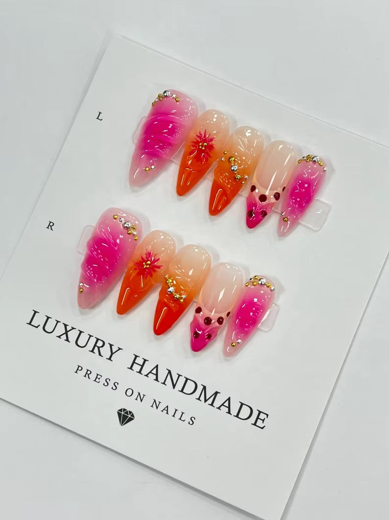 Lots de 10 Press-On Nails – Faits main avec soin
