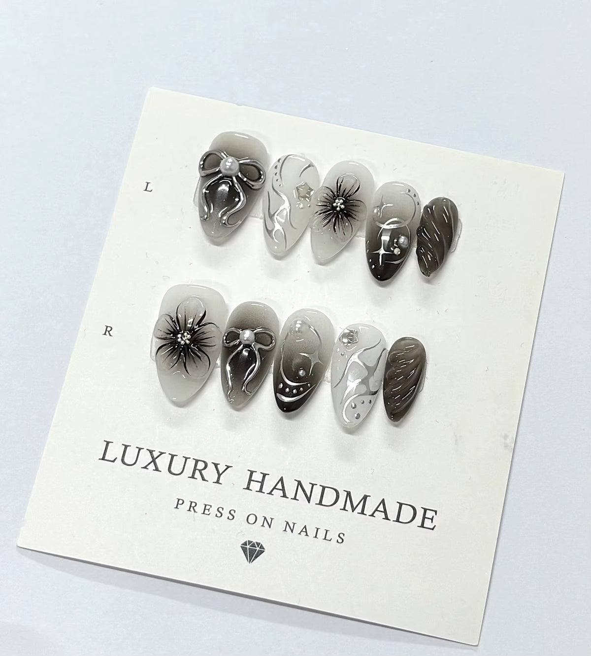 Lots de 10 Press-On Nails – Faits main