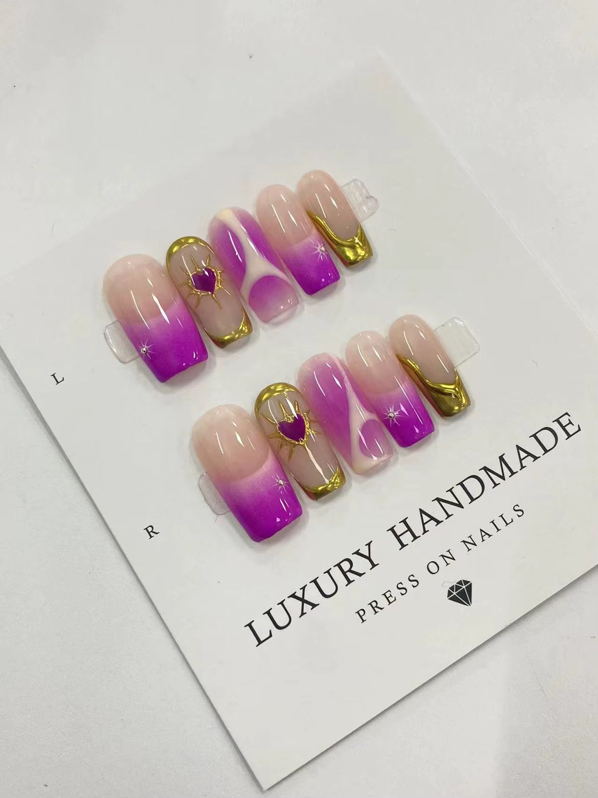 Lots de 10 Press-On Nails – Faits main
