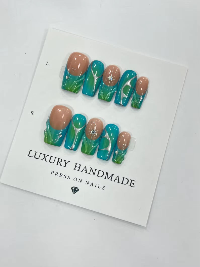 Lots de 10 Press-On Nails – Faits main
