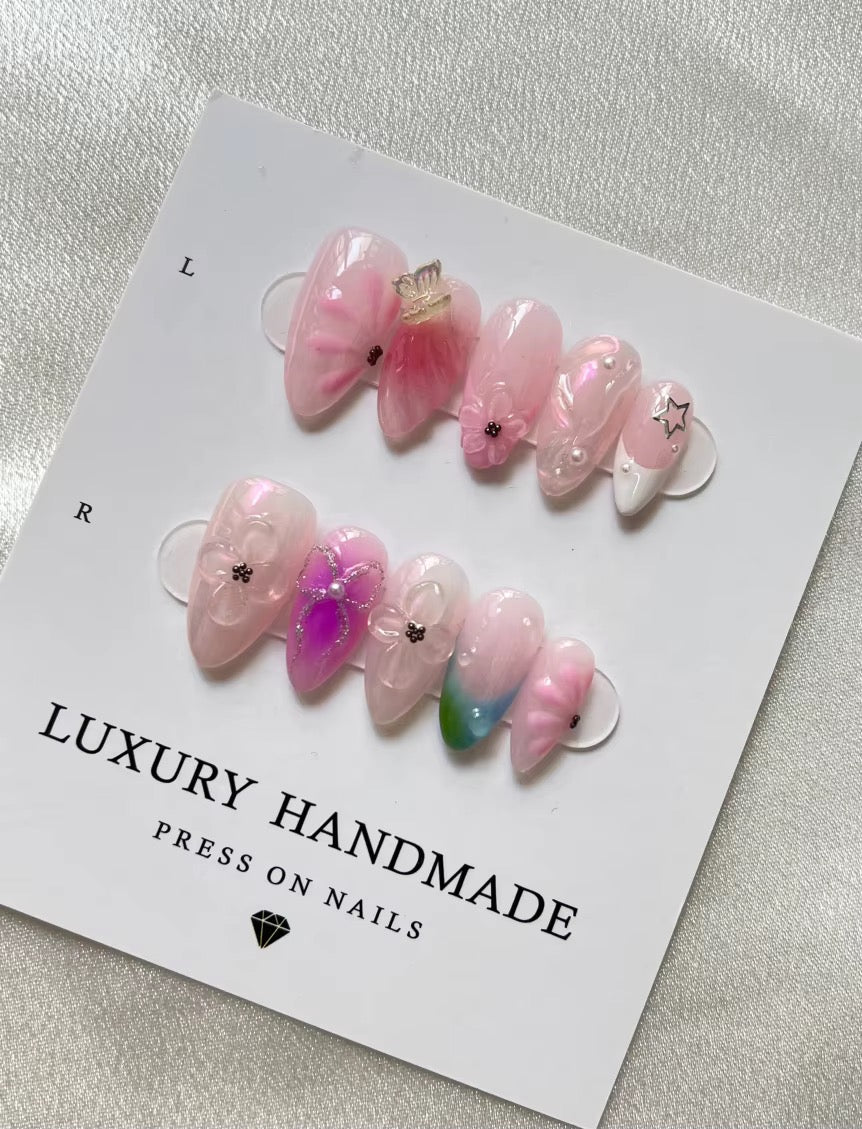 Lots de 10 Press-On Nails – Faits main