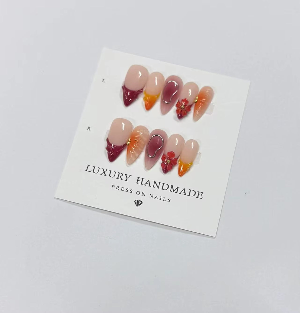 Lots de 10 Press-On Nails – Faits main avec soin