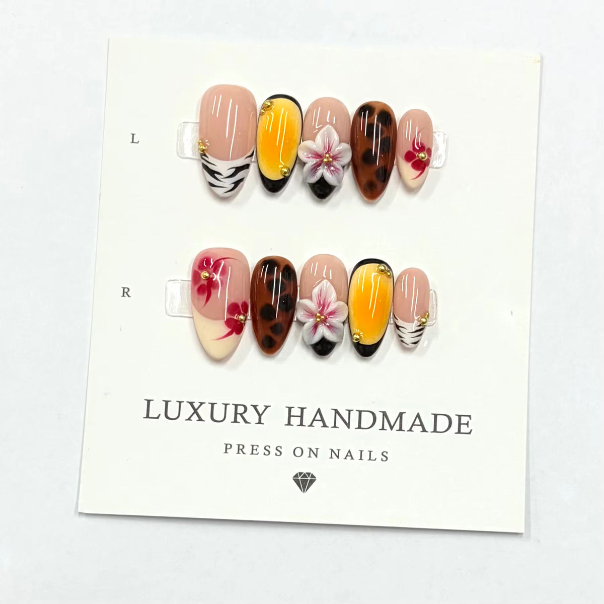 Lots de 10 Press-On Nails – Faits main avec soin