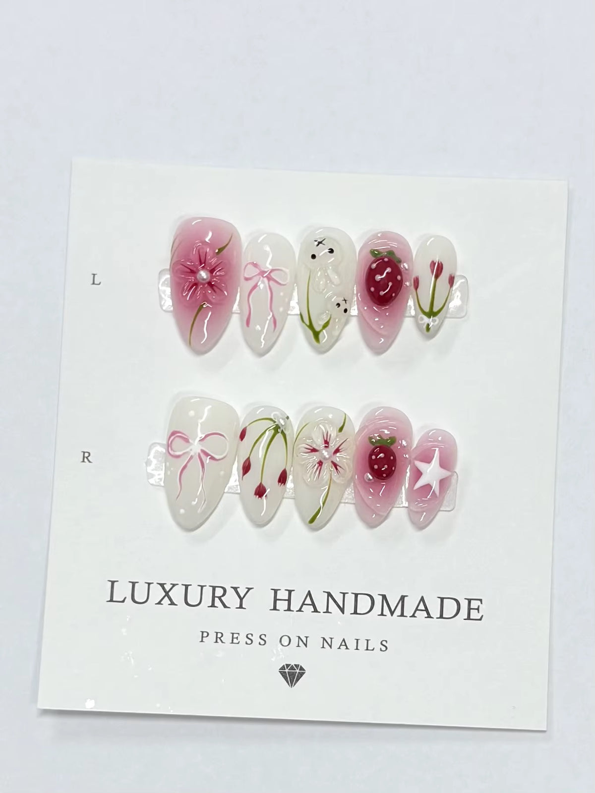 Lots de 10 Press-On Nails – Faits main avec soin