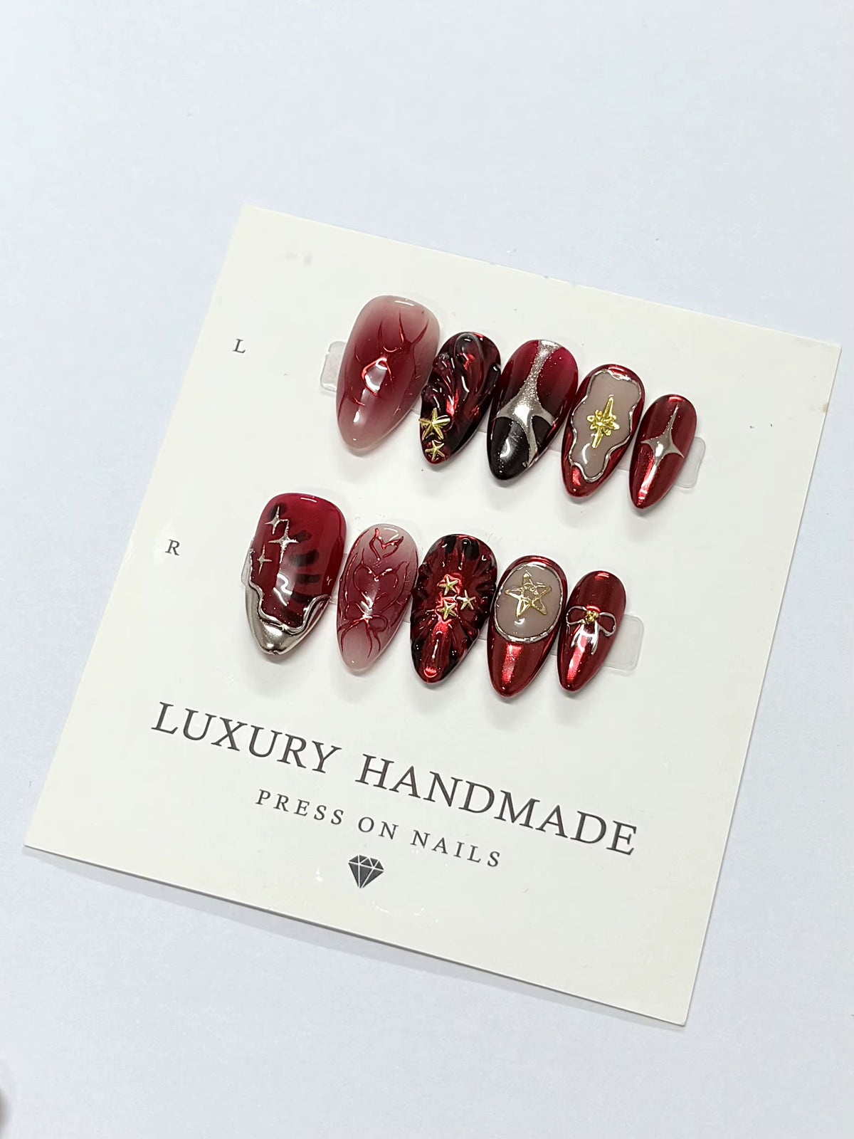 Lots de 10 Press-On Nails – Faits main avec soin