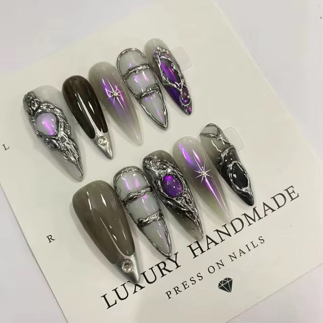 Lots de 10 Press-On Nails – Faits main avec soin