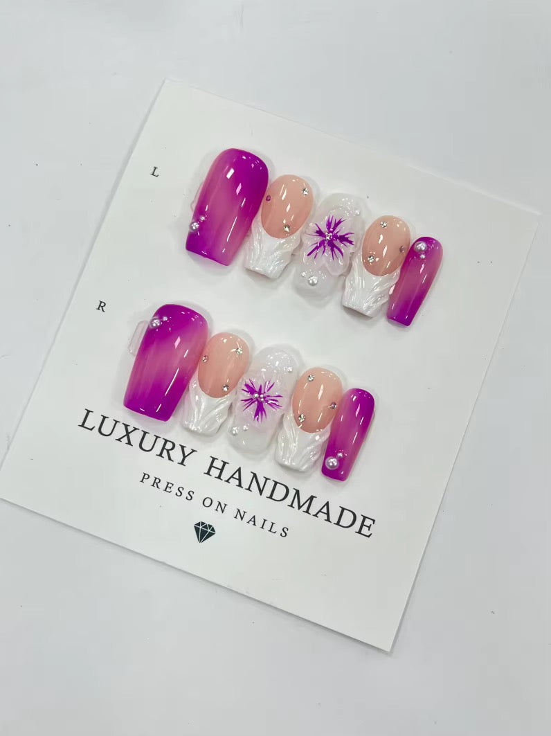 Lots de 10 Press-On Nails – Faits main avec soin