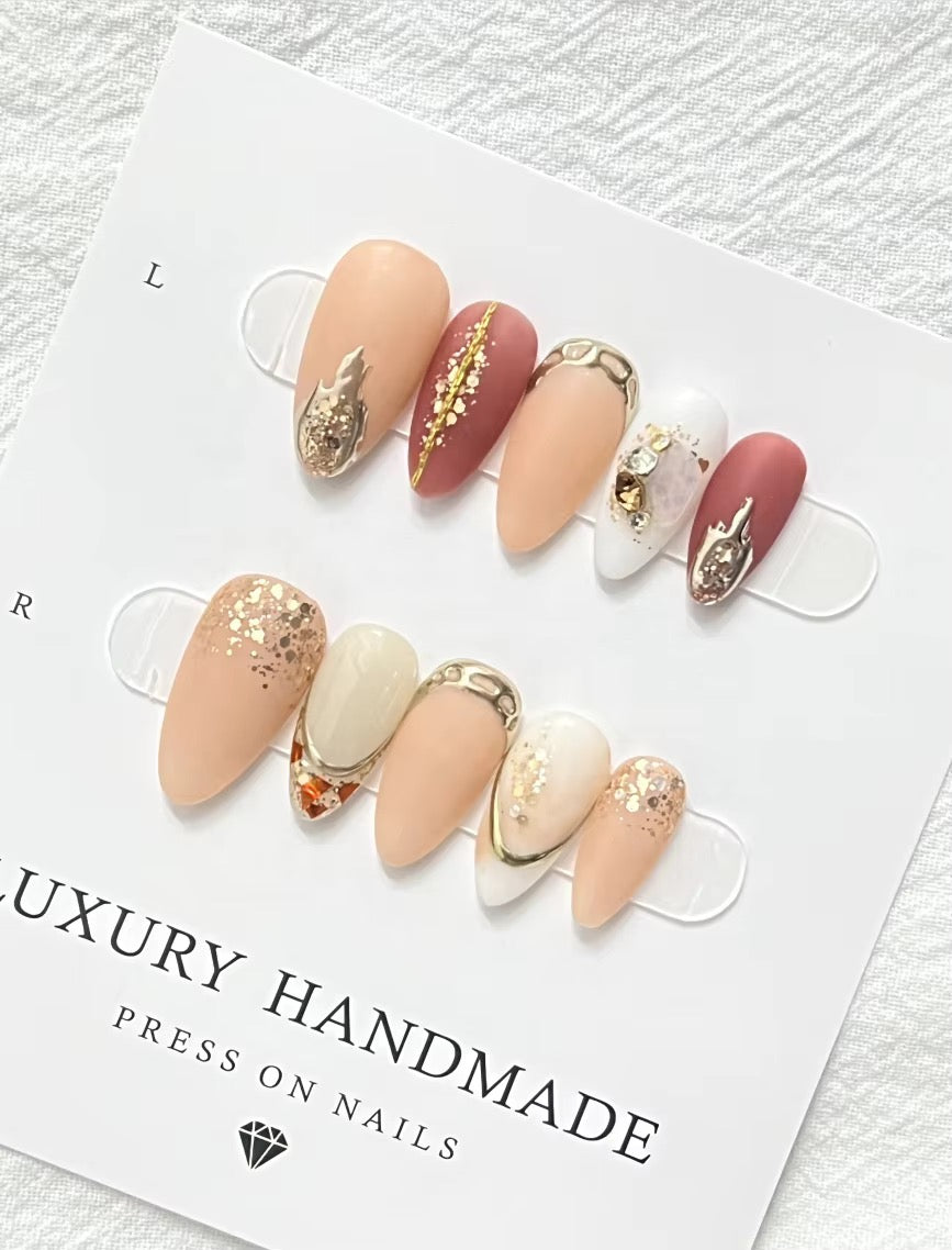 Lots de 10 Press-On Nails – Faits main avec soin