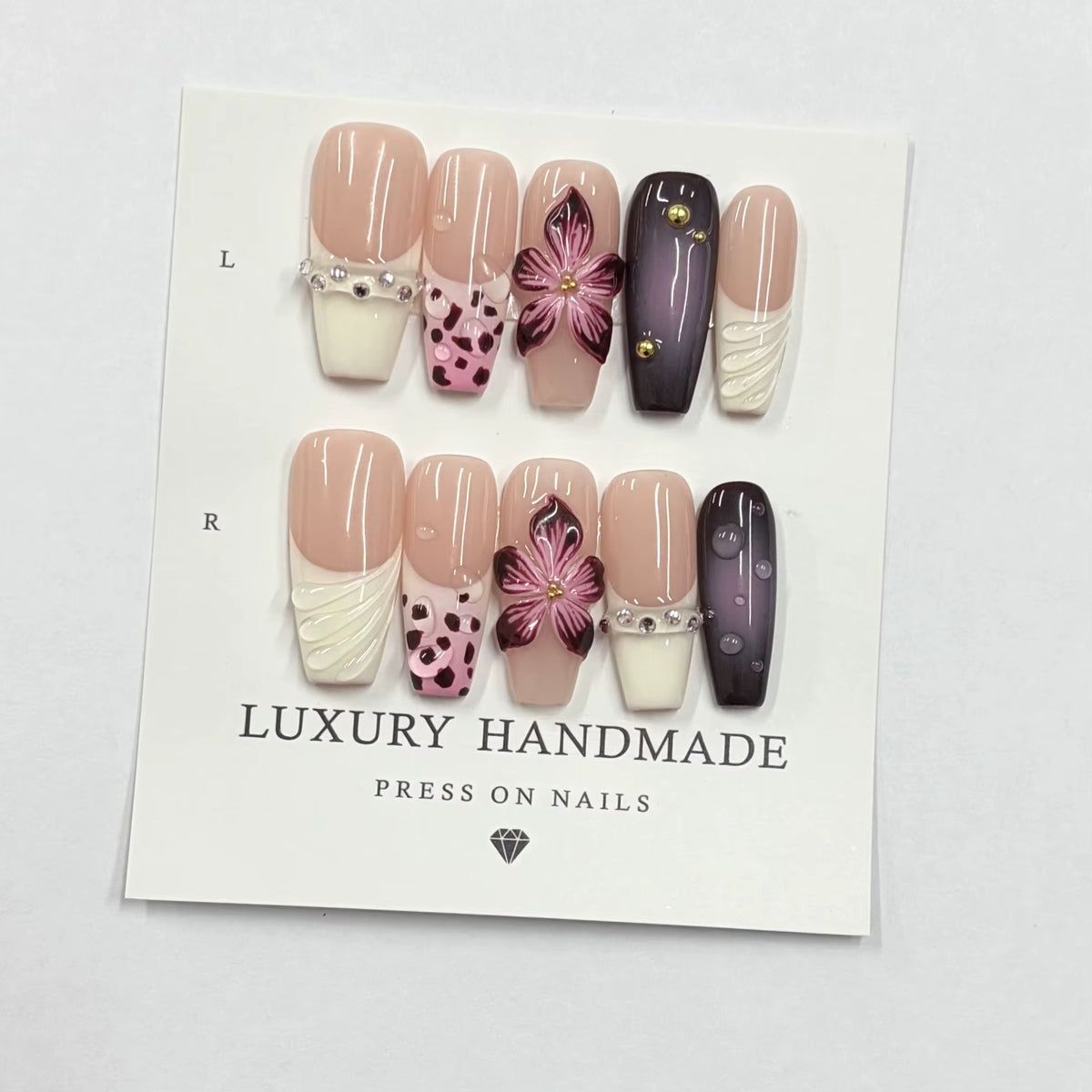 Lots de 10 Press-On Nails – Faits main avec soin
