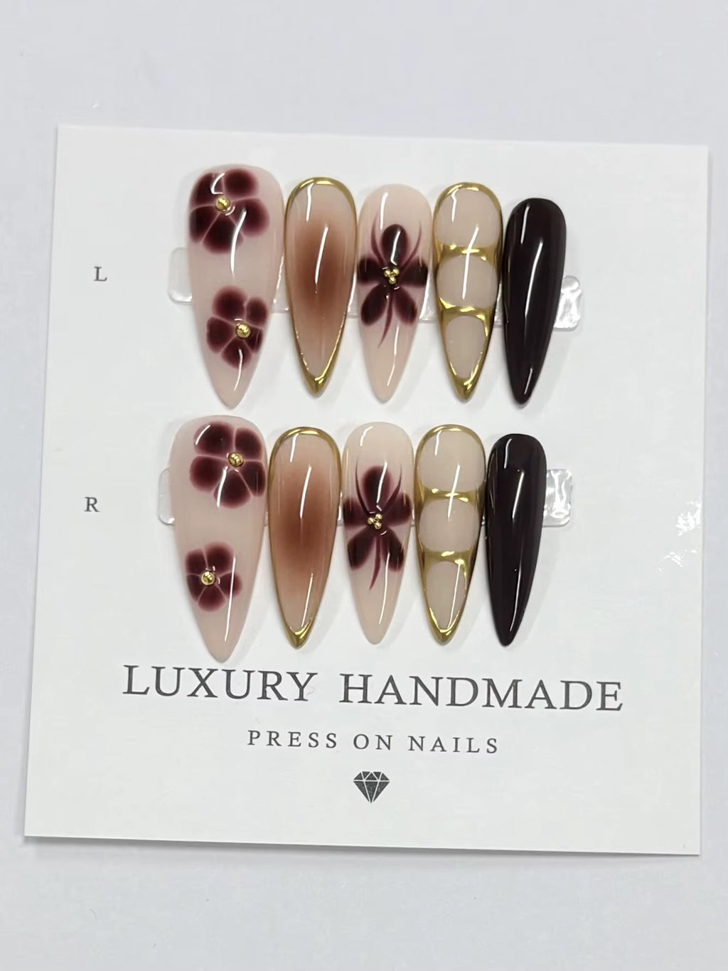 Lots de 10 Press-On Nails – Faits main avec soin