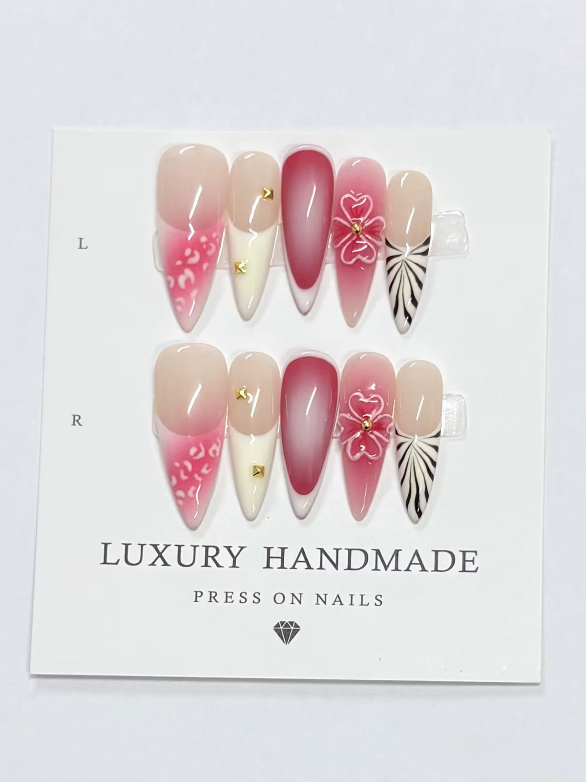 Lots de 10 Press-On Nails – Faits main avec soin