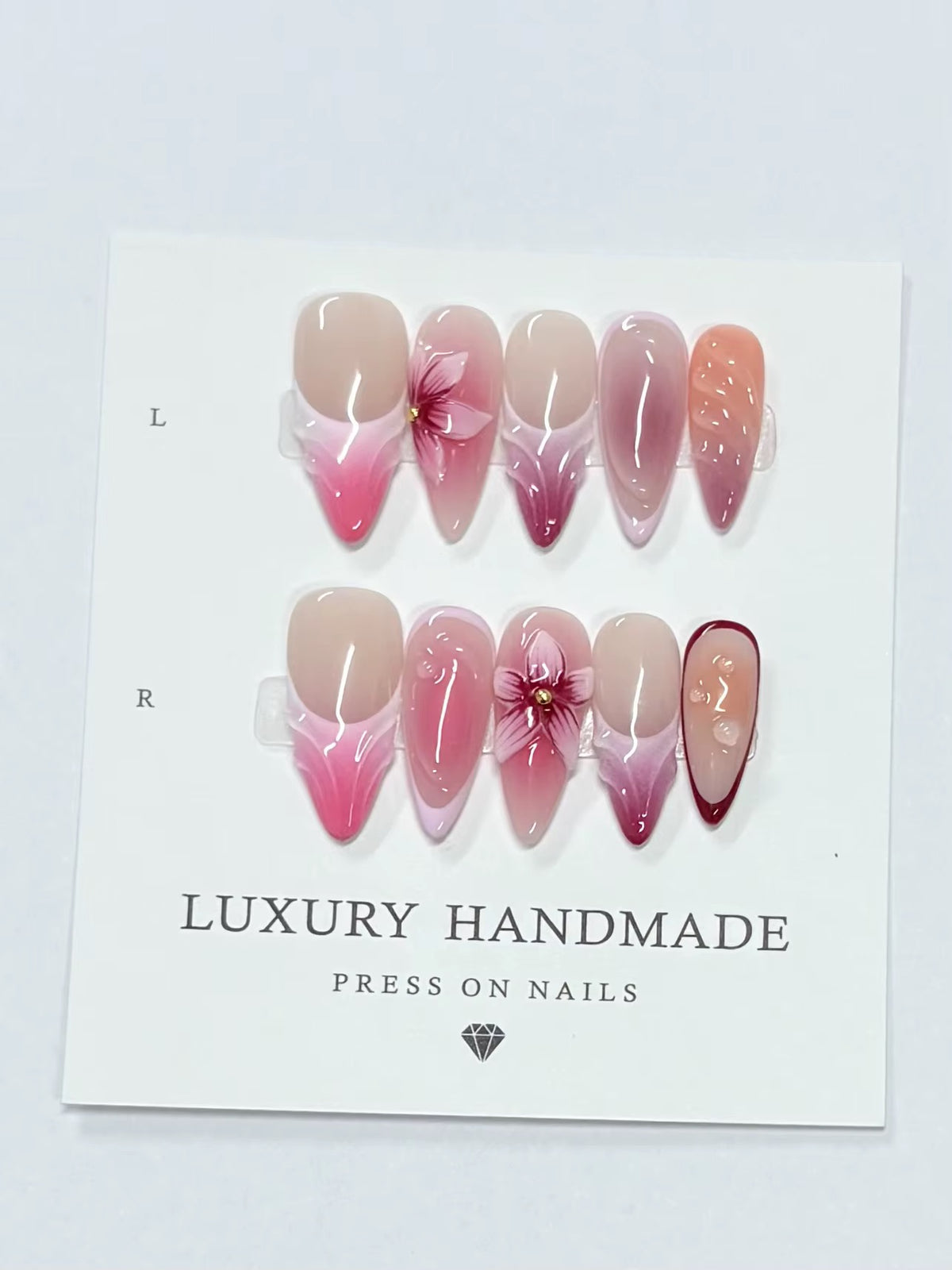Lots de 10 Press-On Nails – Faits main avec soin