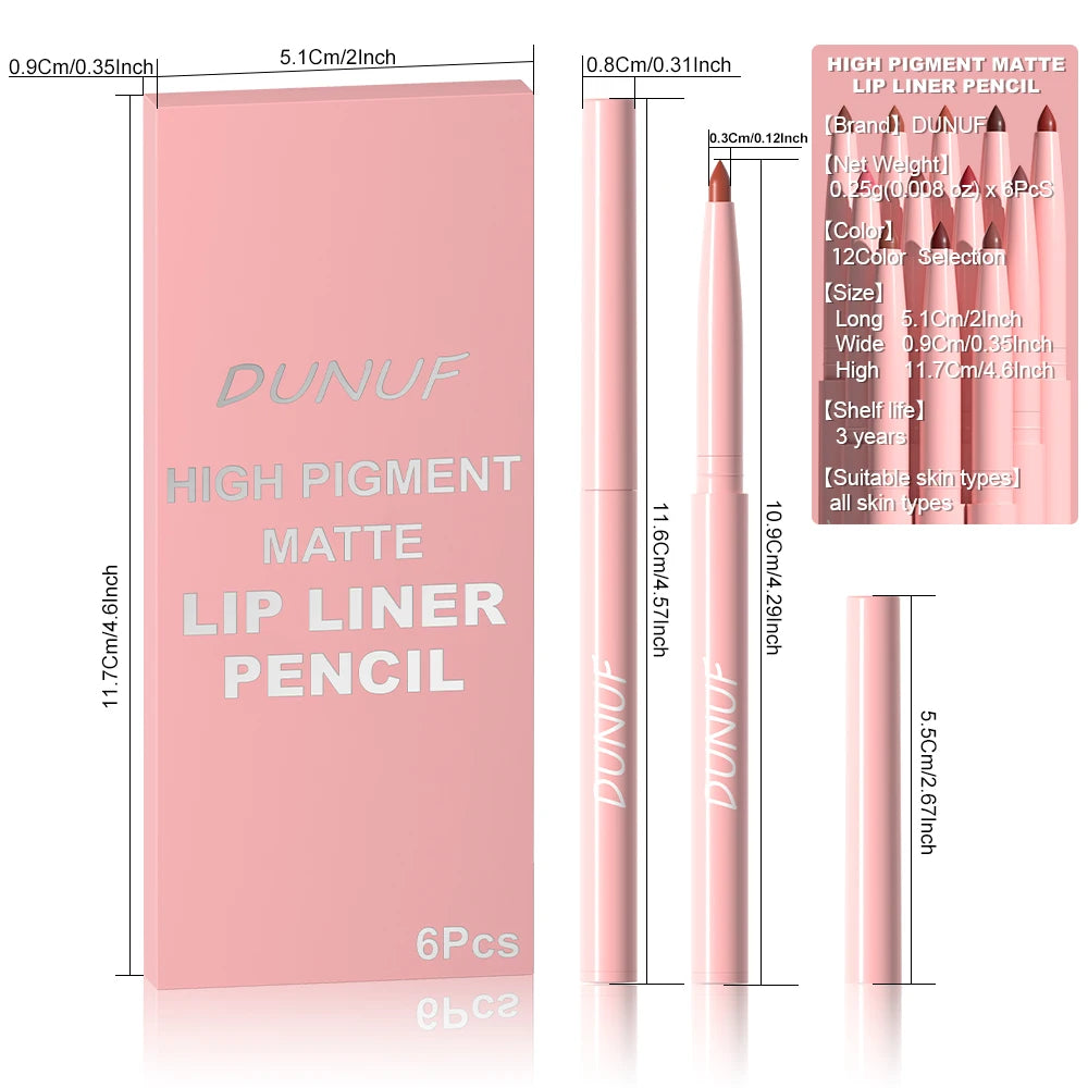 AVÉLORA Velvet Lip Define – Set de 6 Crayons à Lèvres